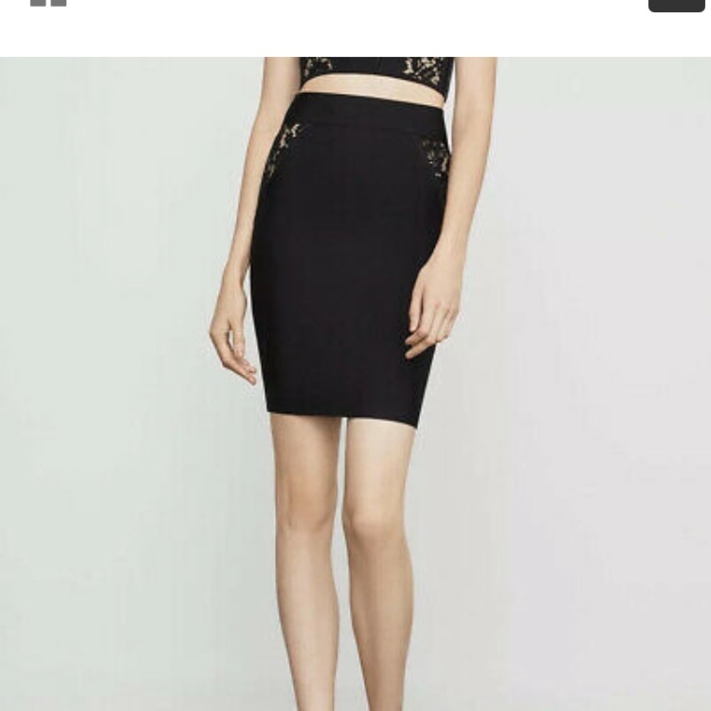 New BCBG Max Azria Lace Inset Bandage Pencil Skirt